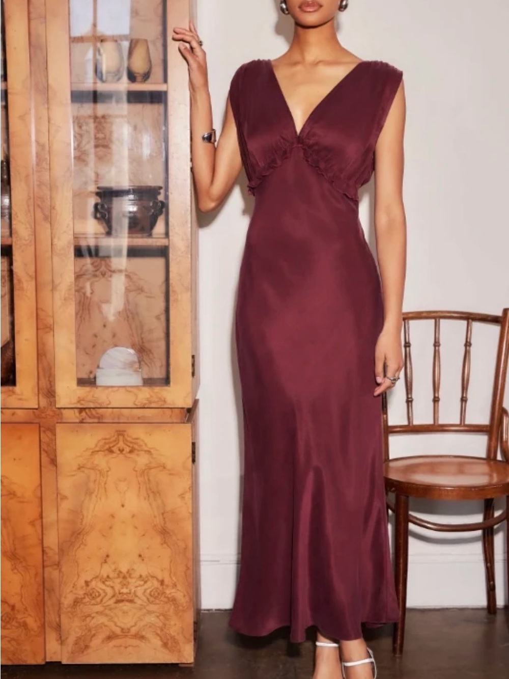 BRAND NEW Fifteen Twenty Cierra Ruffle Midi Satin Dress